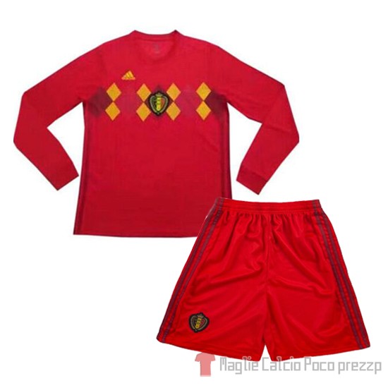 Maglia Belgio Home Bambino Manica Lunga 2018 - Clicca l'immagine per chiudere